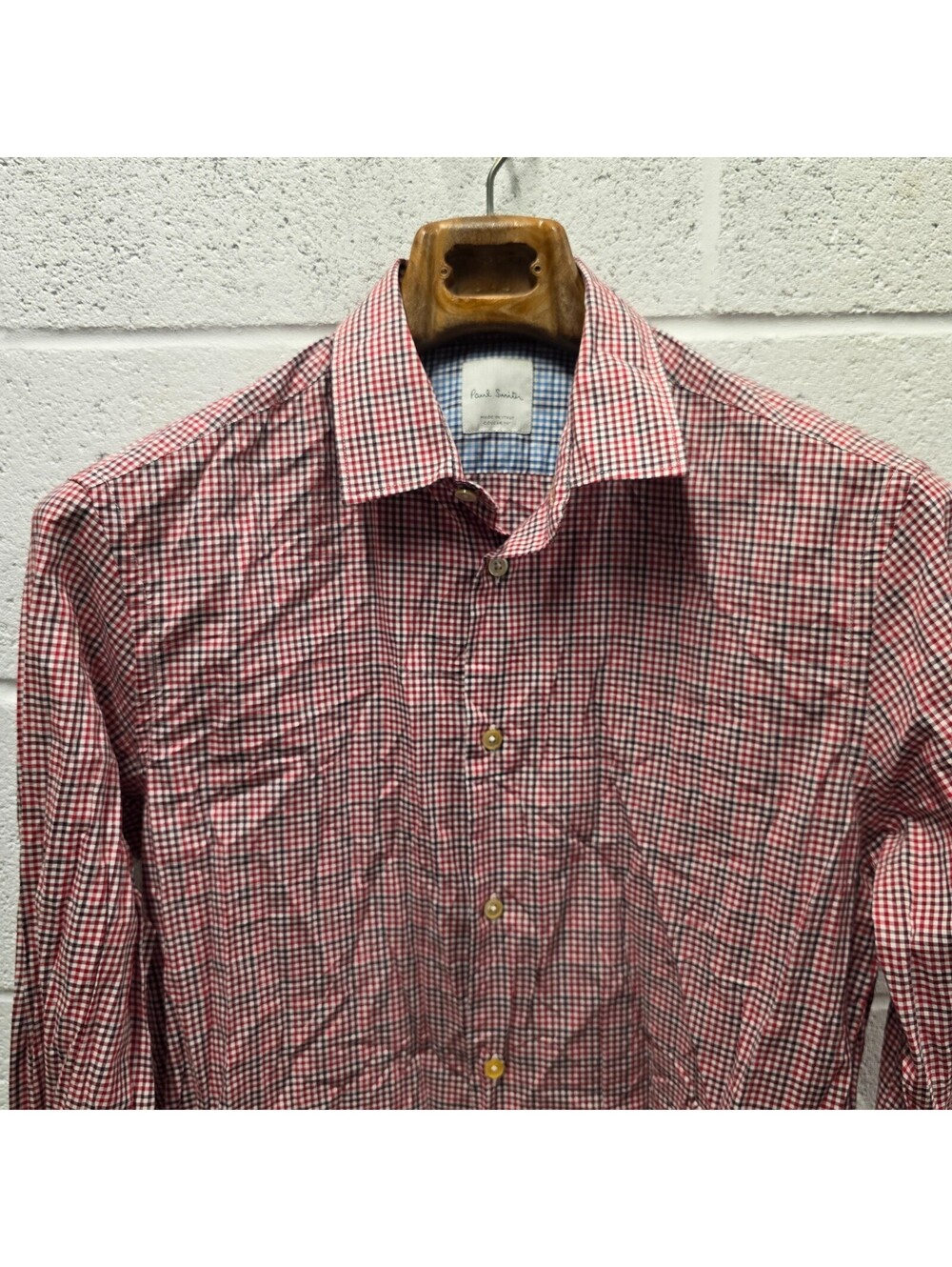 Paul Smith The Byard Mens Button Shirt ITALY L  16 - 41  Red Gingham Check 22x32